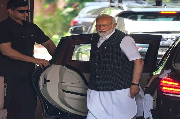 Prime Minister Narendra Modi arrives to address the media on the first day of the Monsoon session of Parliament, in New Delhi. (PTI Photo)