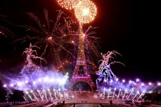 While the day witnessed a traditional military parade, the evening saw these beautiful fireworks explode around the Eiffel Tower on July 14, 2023. (REUTERS/Pascal Rossignol)