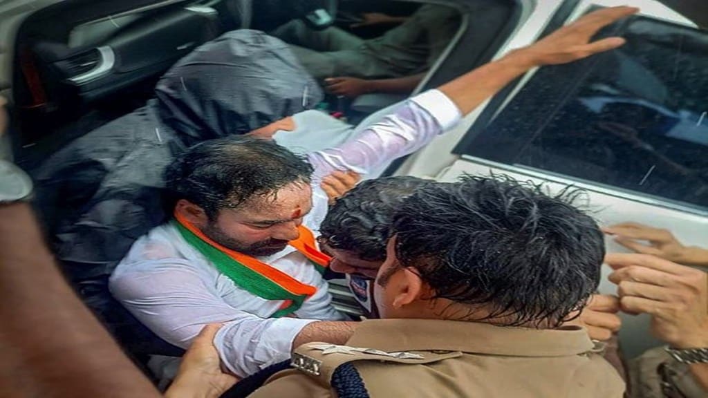 Union minister G Kishan Reddy| Union minister G Kishan Reddy stages protest|