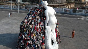 Italian artist, Italian artist's artwork set on fire, Italian artist One of the most famous works by the 90-year-old Italian artist Michelangelo Pistoletto, One of the most famous works by the 90-year-old Italian artist Michelangelo Pistoletto's Venus of the Rags, Venus of the Rags set on fire, Venus of the Rags burnt