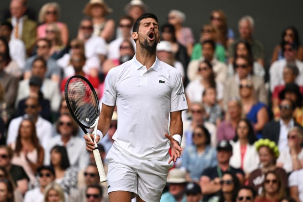 Djokovic reacts during the match. (Image: Reuters)
