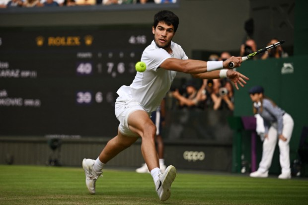 Spain's Carlos Alcaraz in action during his final Wimbledon match against Serbia's Novak Djokovic. (Image: Reuters)