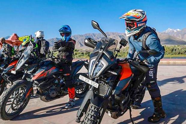 “On our way to Pangong Lake, which my father used to say, is one of the most beautiful places in the world,” expressed Rahul Gandhi as he shared photos from his motorcycle excursion on social media. (Image/PTI)