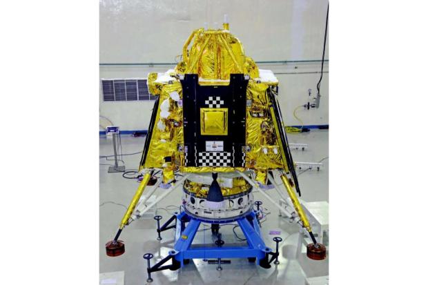 A photograph of Vikram Lander released by ISRO on August 5. India was counting down to landing a spacecraft near the moon’s south pole Wednesday. Chandrayaan-3 — “moon craft” in Sanskrit — took off from a launchpad in Sriharikota in Andhra Pradesh on July 14, heading for the far side of the moon. (Image/ISRO)