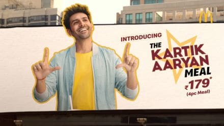 The Kartik Aaryan Meal is a 4-piece meal served in a Kartik Aaryan-themed, QR-code enabled packaging
