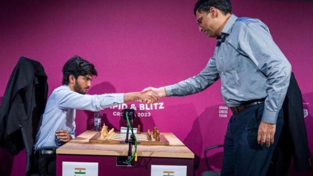 gukesh d, viswanathan anand, fide world cup, chess world cup, baku, gukesh d beats viswanathan anand, chess