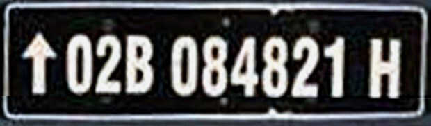 Military vehicle number plate