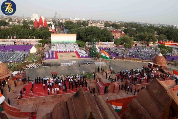 Glimpses of the Full Dress Rehearsal of the 77th Independence Day Celebrations at Red Fort in New Delhi on August 13, 2023.