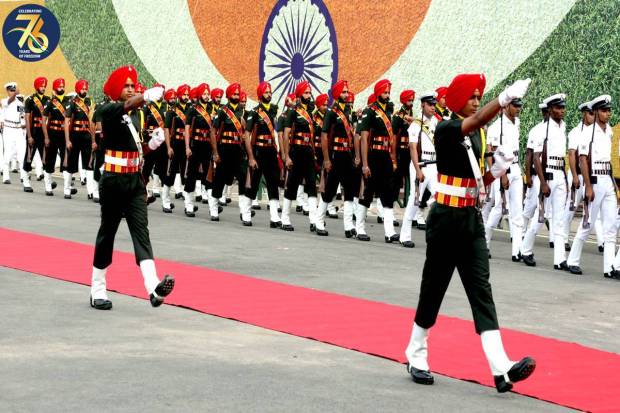 Glimpses of the Full Dress Rehearsal of the 77th Independence Day Celebrations at Red Fort in New Delhi on August 13, 2023.