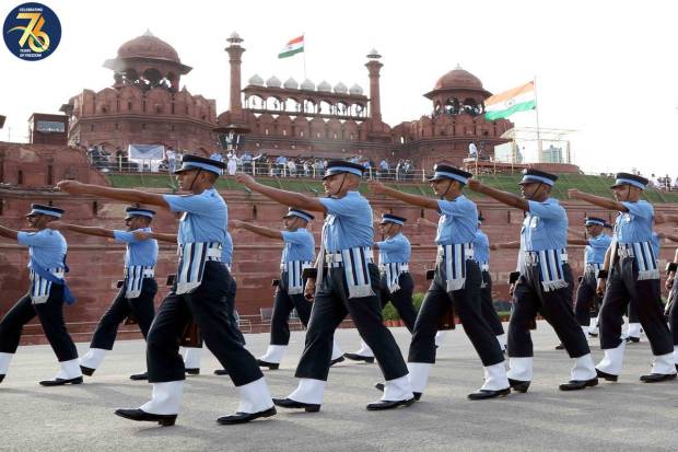 Glimpses of the Full Dress Rehearsal of the 77th Independence Day Celebrations at Red Fort in New Delhi on August 13, 2023.