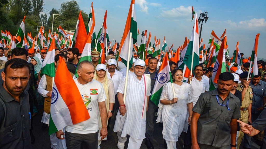 Manoj Sinha at Tiranga rally in Srinagar Manoj Sinha at Tiranga rally in Srinagar