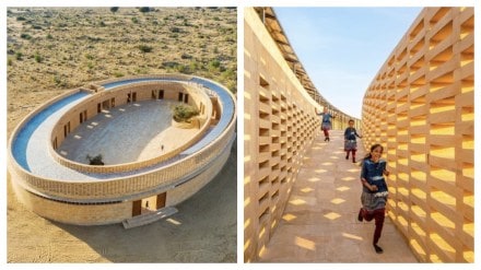 Oval-shaped school in Rajasthan Oval-shaped school in Rajasthan