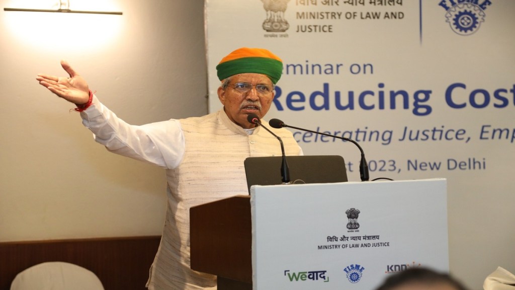 Minister of Law and Justice Arjun Ram Meghwal, litigation cost for MSMEs, supreme court, high court, mediation bill, lok sabha, rajya sabha, fisme, delayed payments, msme facilitation councils
