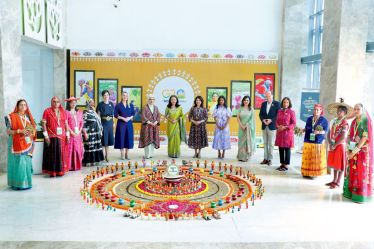 Spouses of world leaders were treated to a special lunch followed by a guided tour of an exhibition of culturally-rich artefacts at NGMA, New Delhi