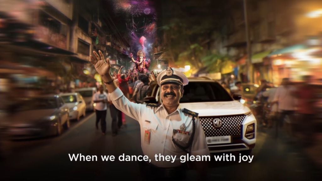 MG has created a series of images in a video highlighting traffic police