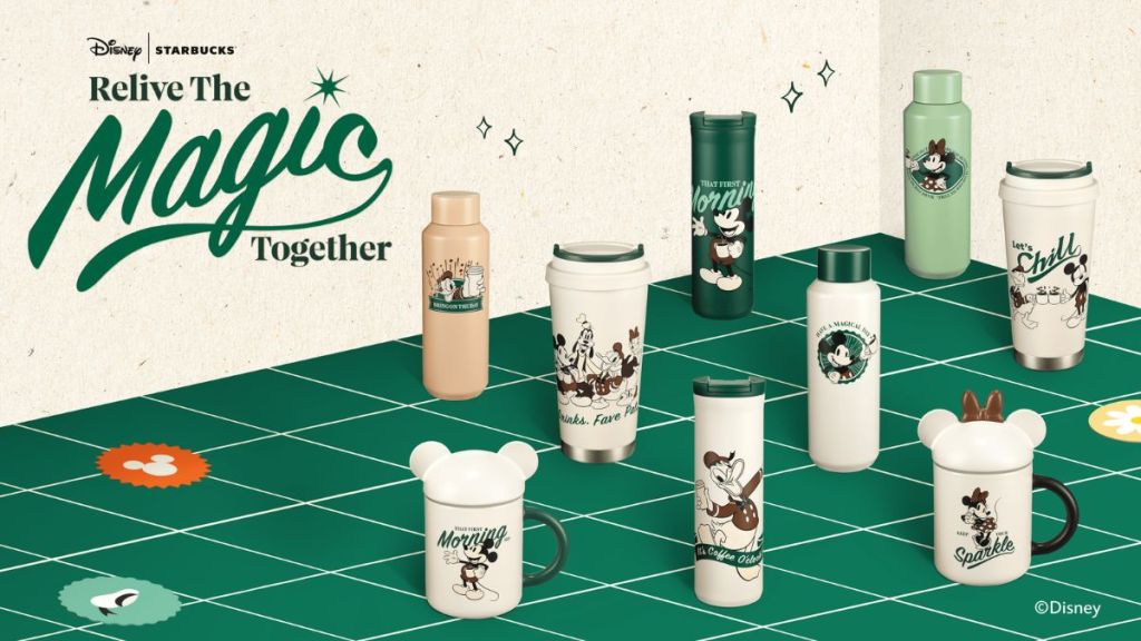 The merchandise collection consists of 12 different drinkware designs