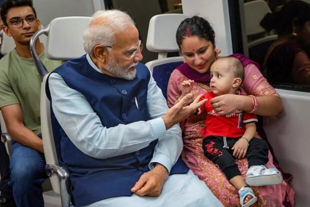 PM Modi inaugurated the extension of the Delhi Airport Metro Express line. (Image: PTI)