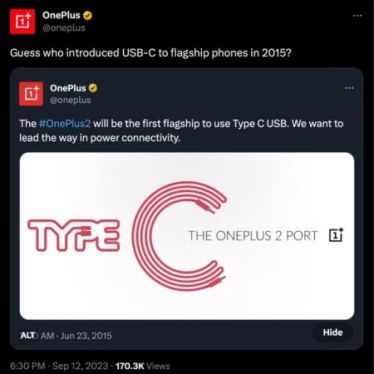 OnePlus Tweet