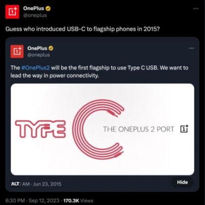 OnePlus Tweet