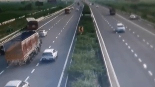 Ghaziabad: CCTV footage captures moment bus with 24 passengers veered off Delhi-Meerut expressway