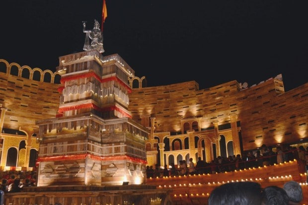 People visit the Bharatiya Nav Yuvak Sangh puja pandal in Ranchi. (PTI Photo)