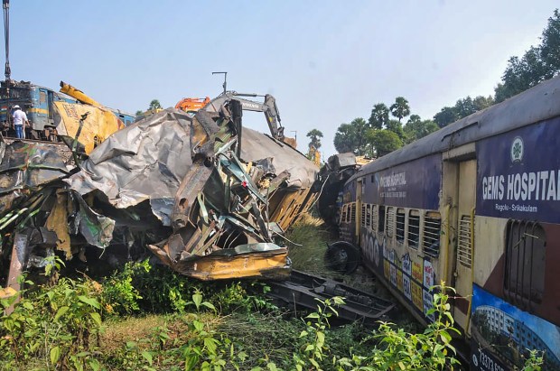 Wreckage of derailed coaches of two passenger trains after their collision on Sunday in Vizianagaram district (PTI Photo)