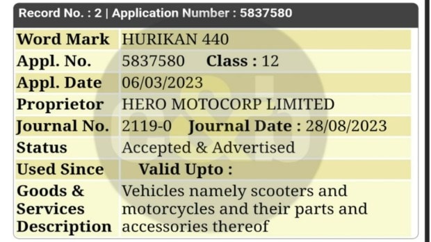 Hero Hurican X440 trademark