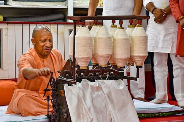 Uttar Pradesh Chief Minister Yogi Adityanath said Mahatma Gandhi's message of non-violence is the biggest strength of democracy. (PTI)