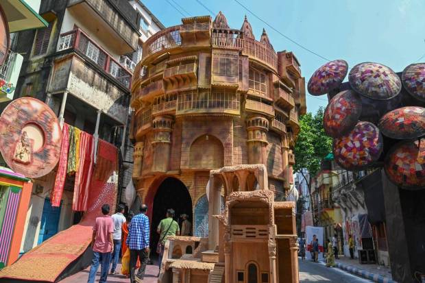 Kolkata: A community puja pandal. (PTI Photo)