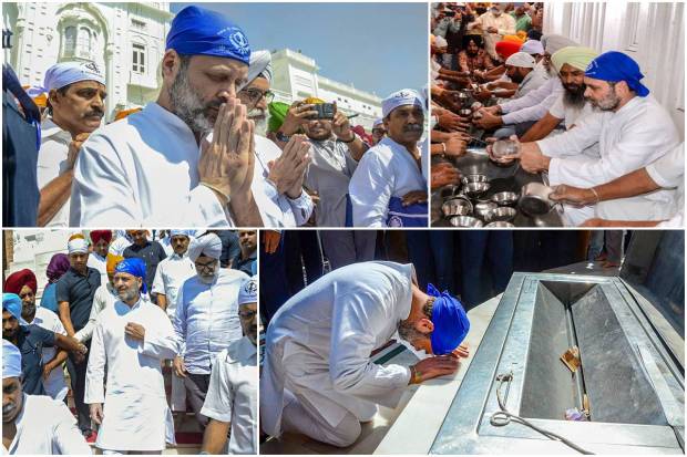 On Monday, Congress party leader Rahul Gandhi offered prayers at the Golden Temple in Amritsar, Punjab. Also, he participated in volunteer service at the Sachkhand Shri Harmandir Sahib.Punjab Congress president Raja Waring already informed about Gandhi's visit on social media platform X. 