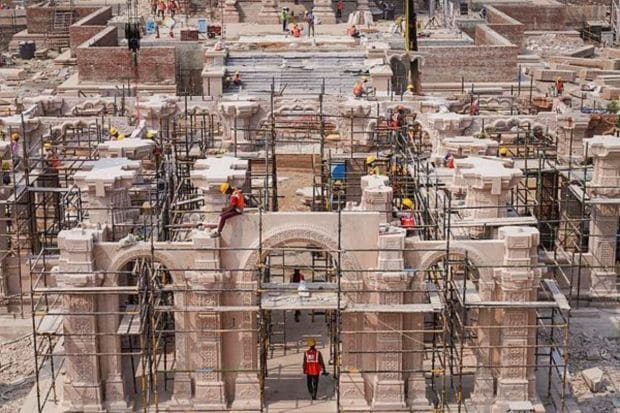Shri Ram Janmbhoomi Teerth Kshetra shared the latest snapshots of the temple's structure being built. (PTI Photo)