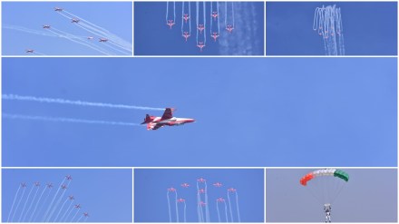 Air Force Station Ambala, Suryakiran Aerobatics Team, the Aakashganga para-diving team, Rafale, Jaguar aircraft, Air Force Station Ambala, Suryakiran Aerobatics Team, the Aakashganga para-diving team, Rafale, Jaguar aircraft,