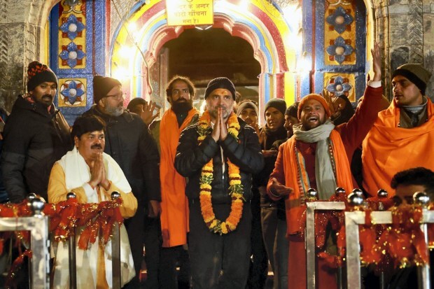On the first day, Gandhi viewed the Kedarnath temple from outside and inspected the ongoing construction work in the temple complex. He also attended the evening aarti.(PTI Photo)