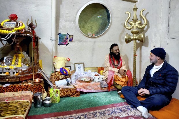 On the second day, Gandhi took blessings from Baba Bhairavnath and Adi Shankaracharya. He visited the 'samadhi' site of Adi Guru Shankaracharya and offered prayers.(PTI Photo)
