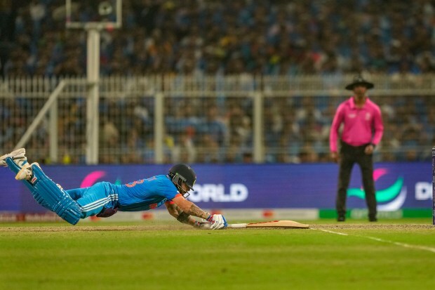 With 78 centuries, Virat Kohli has most number of centuries under his belts in all formats. In this photo he dives to reach at his crease during the match against South Africa on Sunday.(PTI)