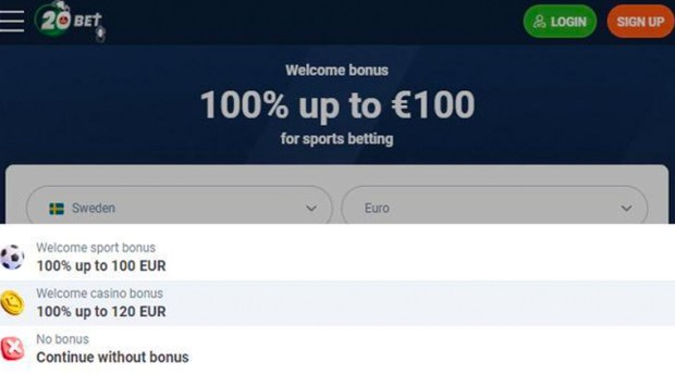20Bet - Bästa betting utan svensk licens