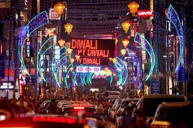 Commercial Street illuminated ahead of Diwali festival in Bengaluru on November 10. (PTI Photo)