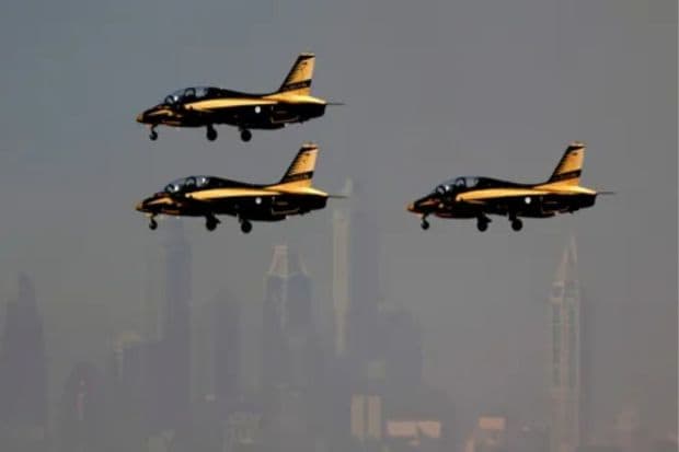 The city skyline in background, as Al Fursan