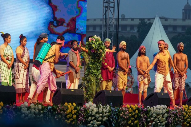 Artists perform during an event marking the culmination of the 'Meri Maati Mera Desh' campaign, in New Delhi. (PTI Photo)