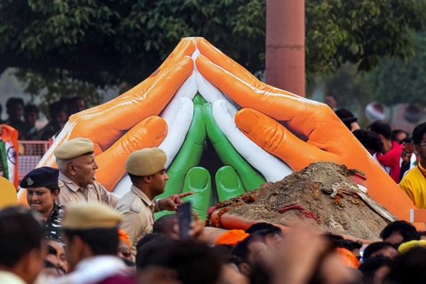 Security personnel during an event marking the culmination of the 'Meri Maati Mera Desh' campaign, in New Delhi. (PTI Photo)
