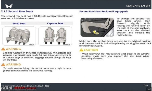 Mahindra XUV700 captain seats