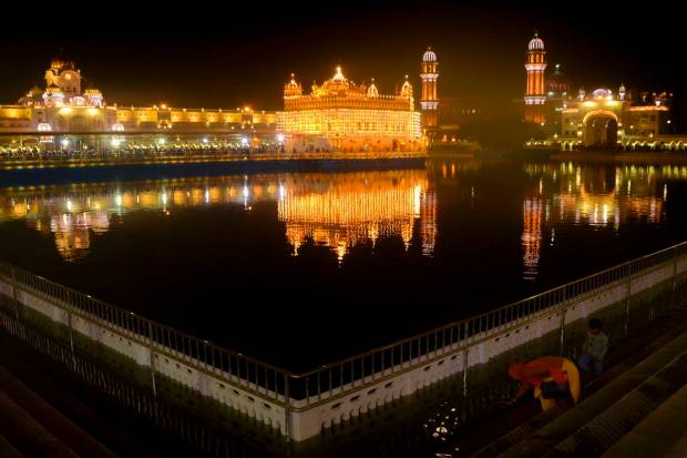 Illuminated Golden Temple ahead of Gurpurab, birth anniversary of the first sikh guru, Guru Nanak Dev, in Amritsar. (PTI Photo)