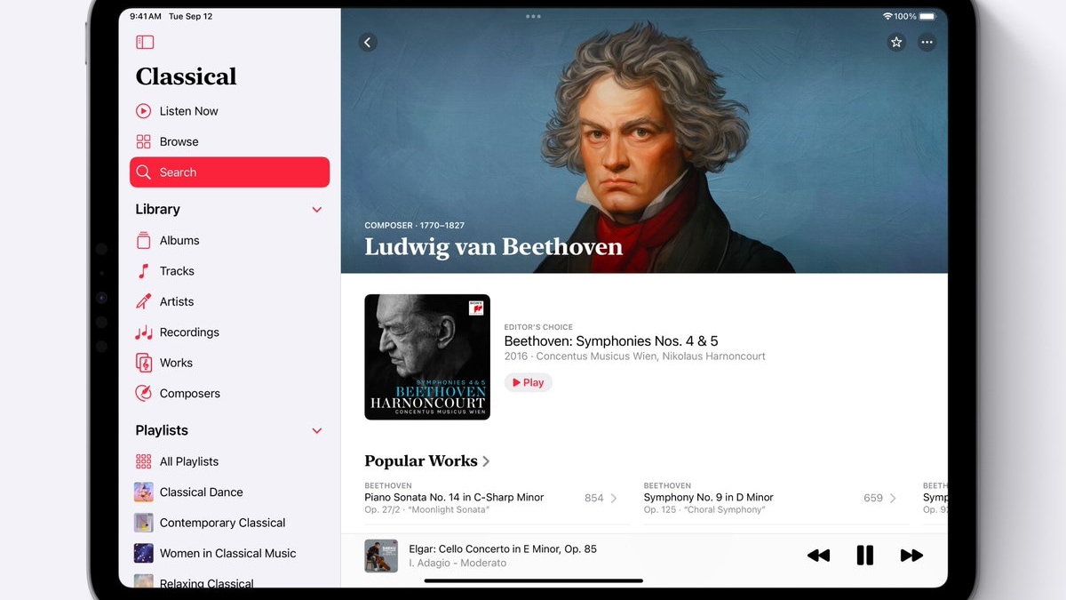 Apple Music Classical iPad app