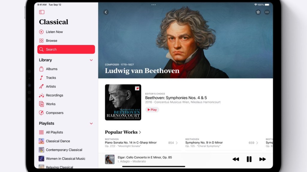 Apple Music Classical iPad app