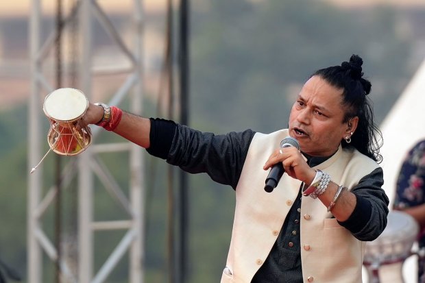 Singer Kailash Kher performs during an event marking the culmination of the 'Meri Maati Mera Desh' campaign, in New Delhi. (PTI Photo)