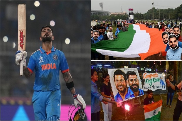 Virat Kohli on Sunday cracked his 49th century in the ICC World Cup match against South Africa at Kolkata's Eden Gardens. Achieving this mammoth feat, the former India skipper equaled the record of Cricketing legend Sachin Tendulkar. Interestingly, Kohli reached the milestone on his 35th birthday.(AP /PTI Photos)