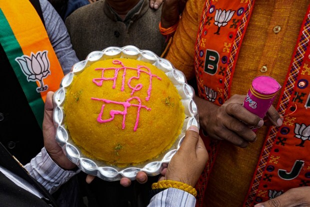 The BJP also performed well in Rajasthan and Chhattisgarh, while the Congress led in Telangana, according to the Election Commission. (PTI Photo)