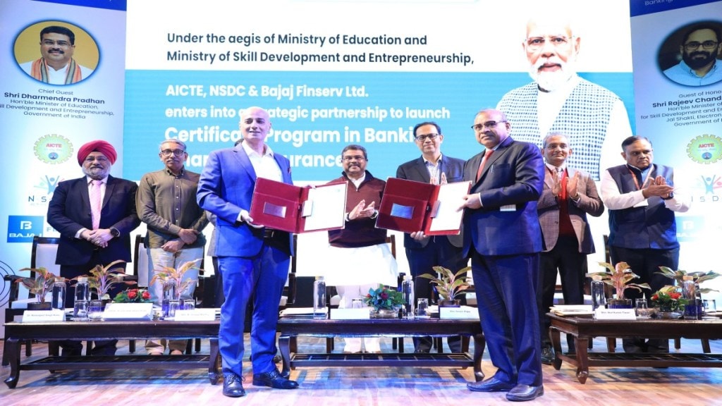 This partnership of AICTE, NSDC with the Bajaj Finserv Ltd., aims to prepare young graduates for employment opportunities in the financial services sector.