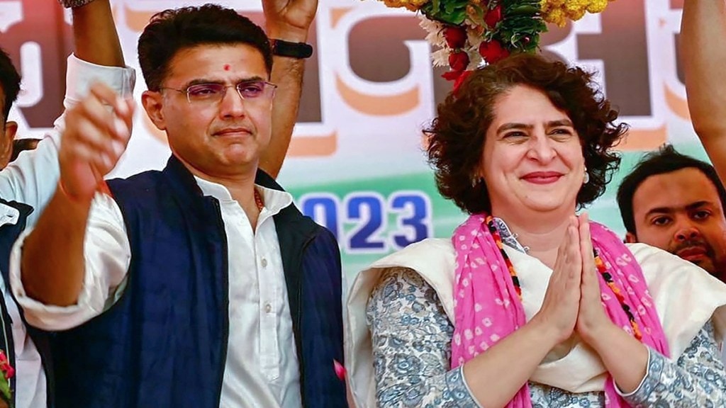 Image of Congress leaders Sachin Pilot and Priyanka Gandhi Vadra