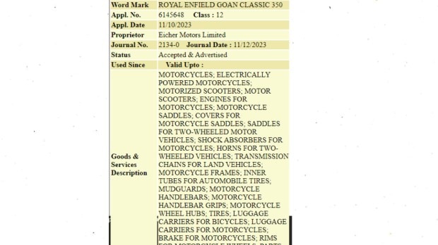 RE Goan Classic 350 trademark